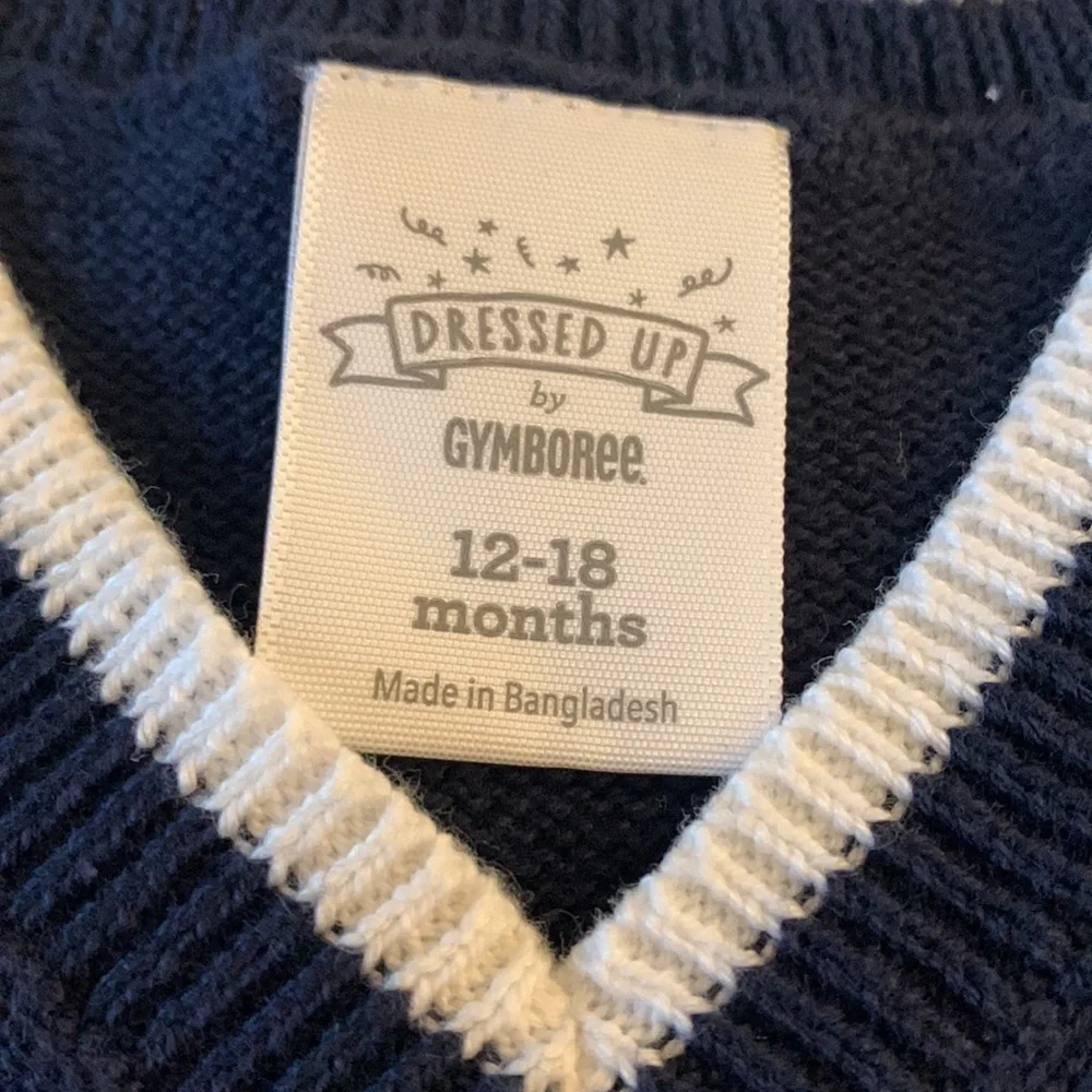 Gymboree Navy Blue Argyle Vest 12-18M Baby Boy EUC